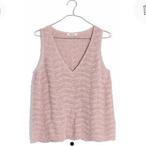 Madewell Crochet Sweater Tank Top, Size Small, Pink